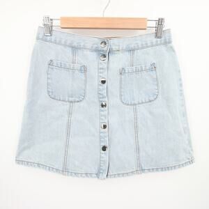 BDG Urban Outfitters Skirt Denim Stretch Light Wash Button Pocket Mini A Line M